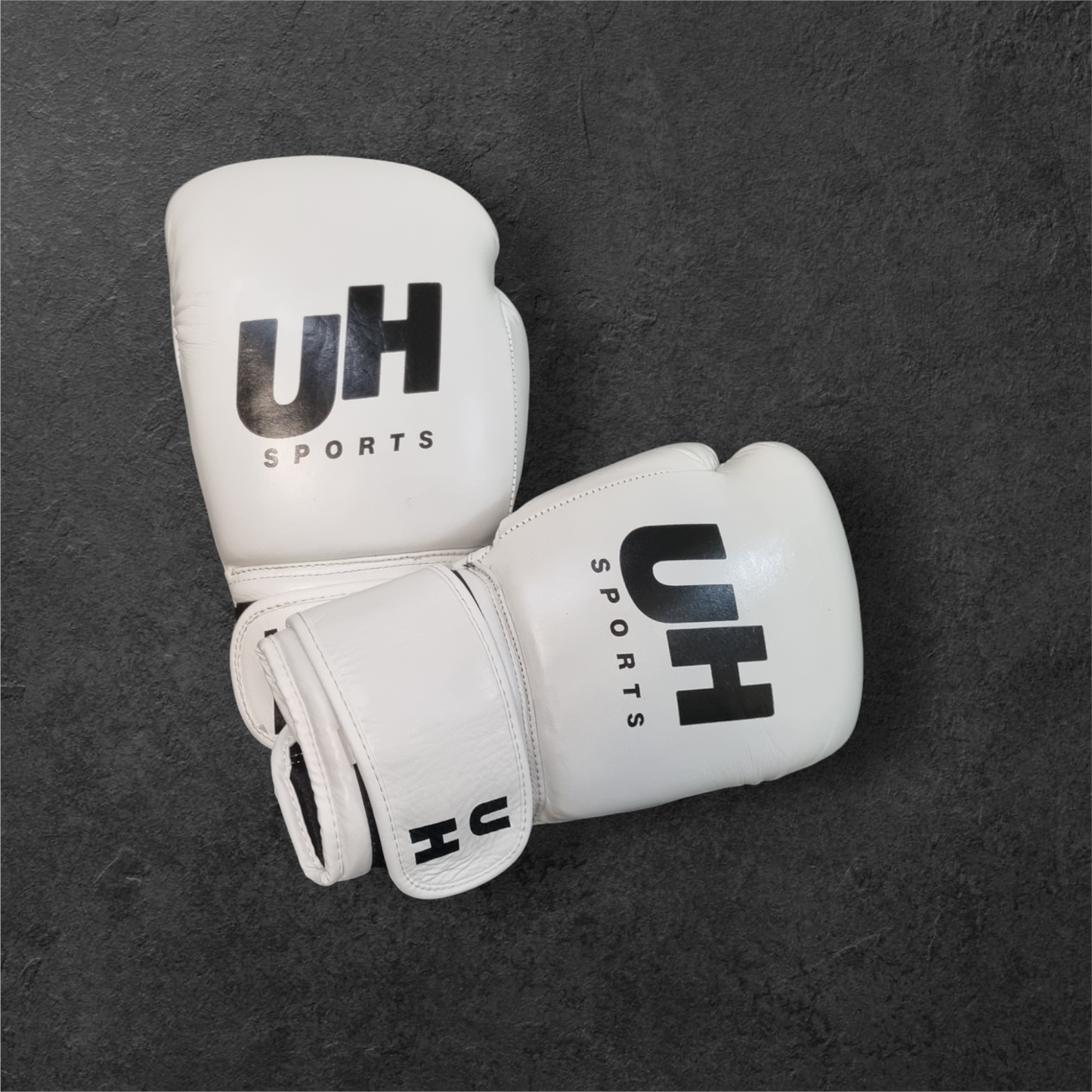 White and black boxing gloves 16oz